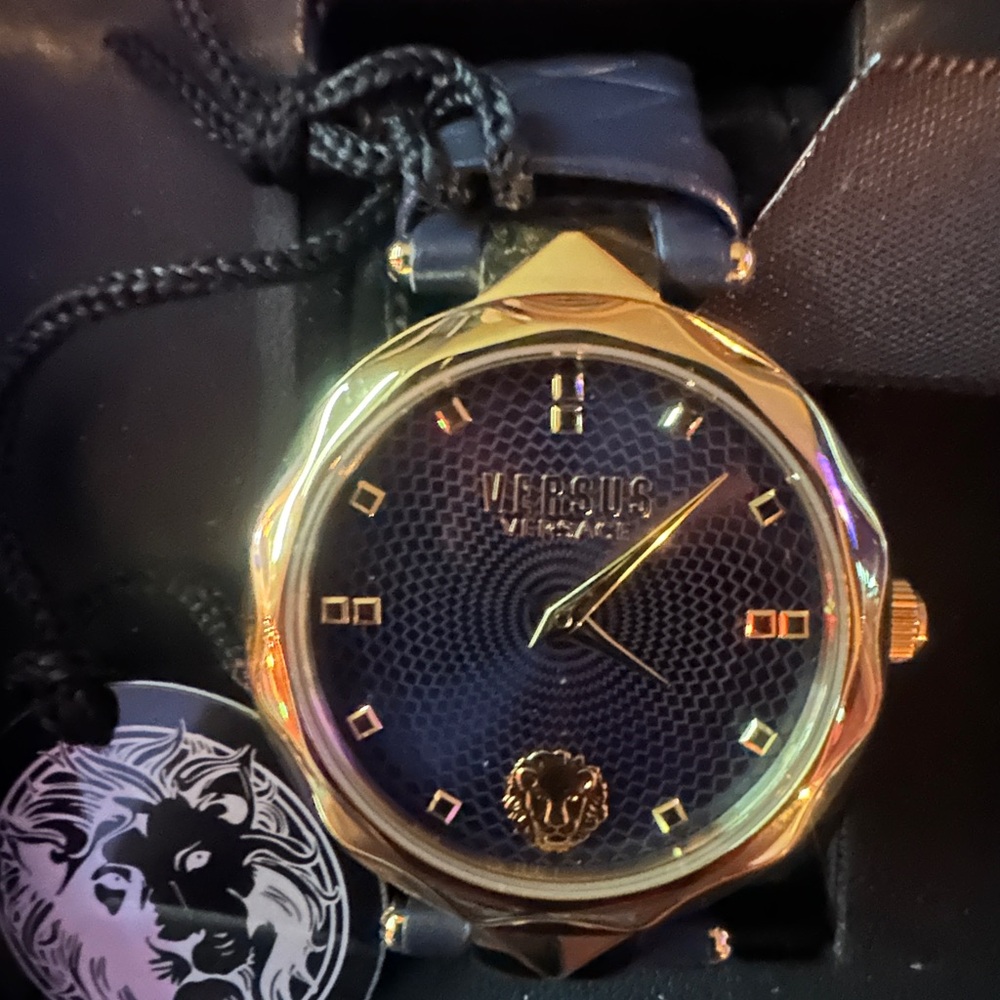 New with tags Versus Versace Women’s Watch. Gold with Blue Band